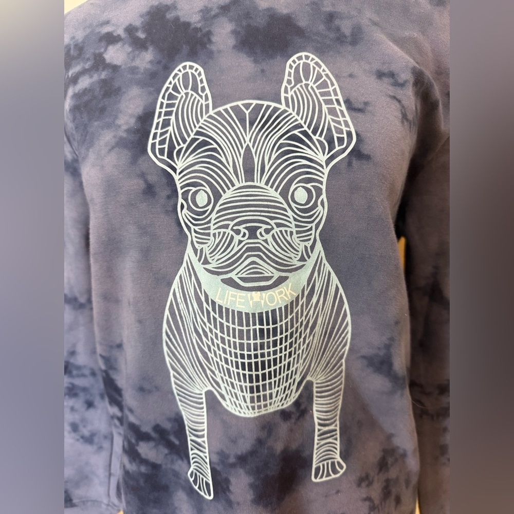 Life Work Tie-Dye French Bulldog Sweatshirt NWOT - Picture 2 of 3